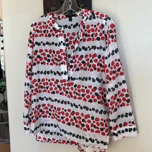 J Crew Voile Popover Blouse Berry Print Cotton Silk
